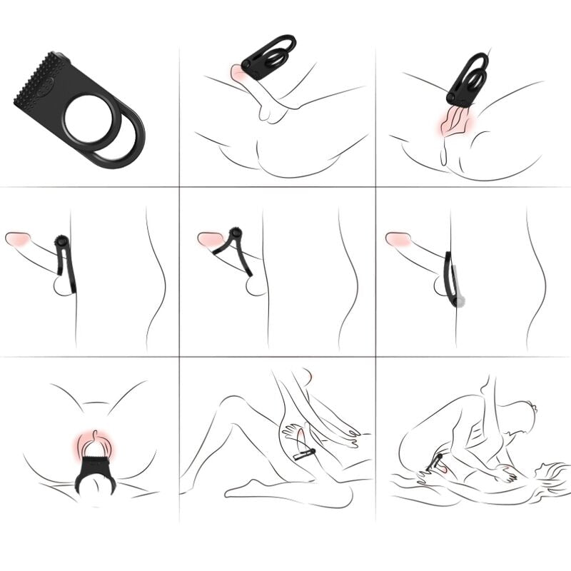 ANELLO PENE VIBRANTE DOPPIO, STIMOLAZIONE COMPLETA, SILICONE MEDICO