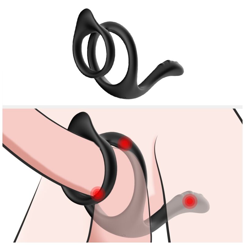 ANELLO PENE CON STIMOLATORE CLITORIDEO, SILICONE MEDICO, DOPPIA STIMOLAZIONE