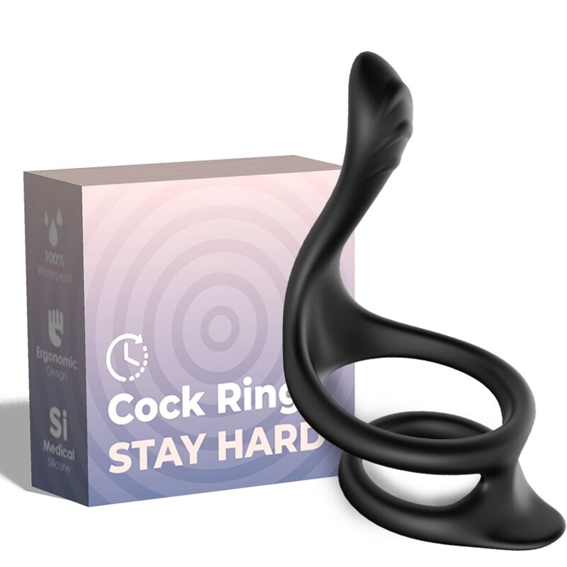 ANELLO PENE CON STIMOLATORE CLITORIDEO, SILICONE MEDICO, DOPPIA STIMOLAZIONE