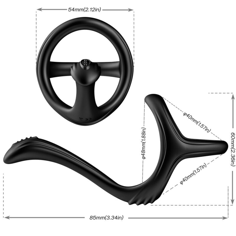 ANELLO PENE DOPPIO CON STIMOLATORE ANALE "TREASURE" NERO - ARMONY