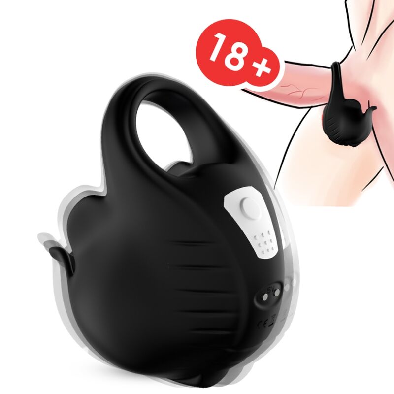 ANELLO PENE VIBRANTE RICARICABILE, DOPPIO STIMOLO, 9 MODALITÀ VIBRAZIONE