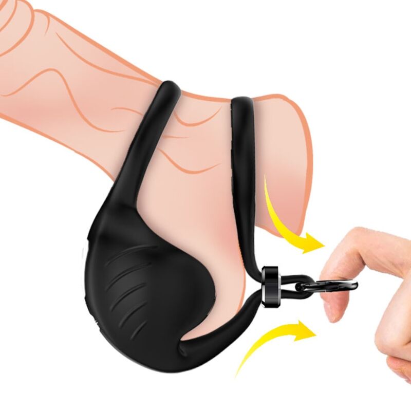 ANELLO PENE VIBRANTE CON STIMOLATORE SCROTO, 9 MODALITÀ DI VIBRAZIONE, IMPERMEABILE E RICARICABILE USB