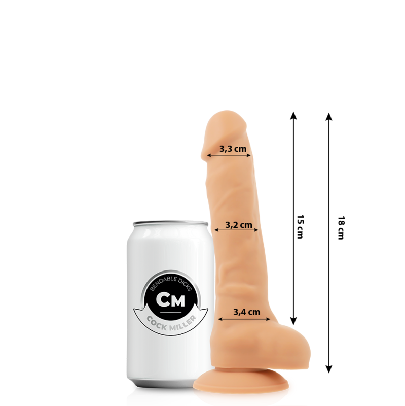COCK MILLER - COCKSIL DILDO ARTICOLABILE DOPPIA DENSITÀ IN SILICONE 18 CM NUDE