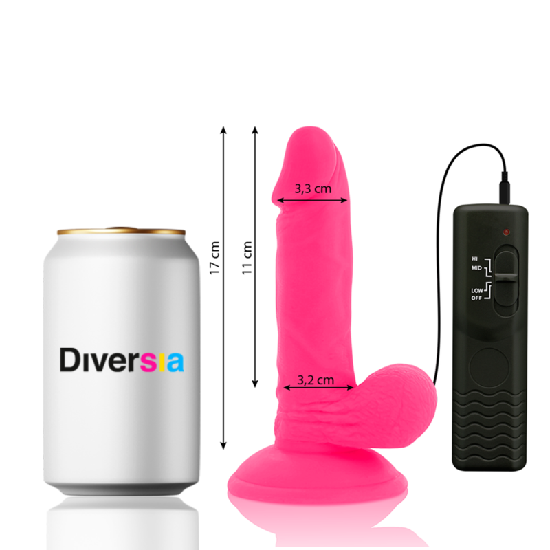 DIVERSIA - DILDO VIBRANTE FLESSIBILE ROSA 17 CM -O- 3,3 CM