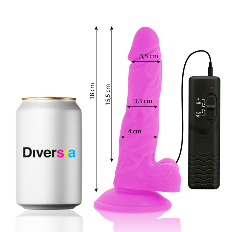 DILDO REALISTICO VIBRANTE, FLESSIBILE, VIOLA 18 CM