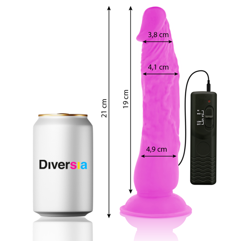 DIVERSIA - DILDO VIBRANTE FLESSIBILE VIOLA 21 CM -O- 4,9 CM