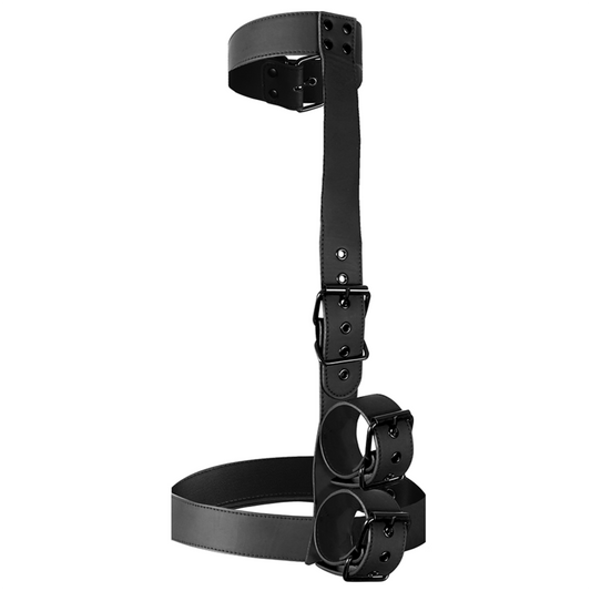 FETISH SUBMISSIVE BONDAGE - SET COSTRITTIVO CON COLLARE E MANETTE IN PELLE VEGANA