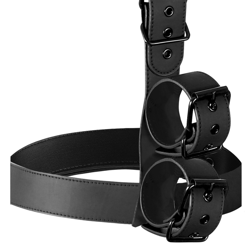 FETISH SUBMISSIVE BONDAGE - SET COSTRITTIVO CON COLLARE E MANETTE IN PELLE VEGANA