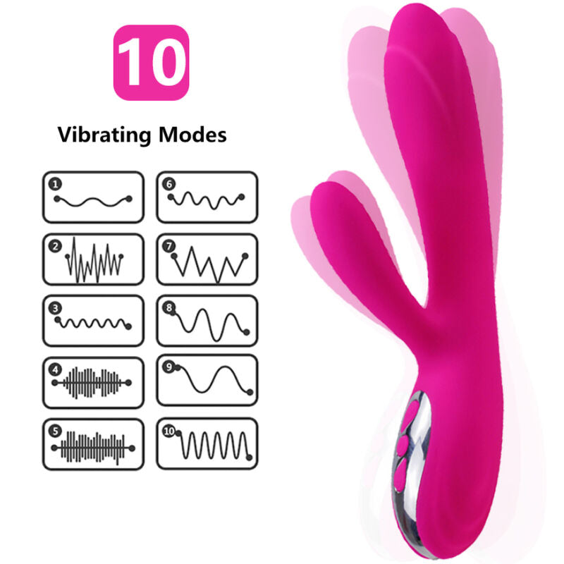 VIBRATORE CON STIMOLATORE CLITORIDEO, 10 MODALITÀ DI VIBRAZIONE, EFFETTO CALORE
