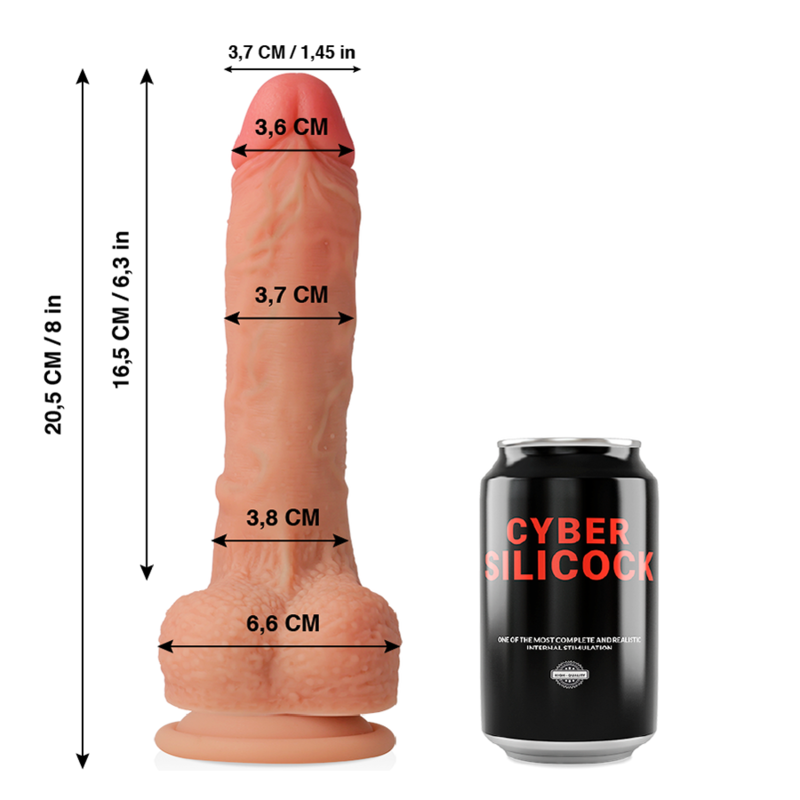 CYBER SILICOCK - CONNOR DILDO SILICONE LIQUIDO MORBIDO ULTRA REALISTICO 20,5 CM -O- 3,7 CM