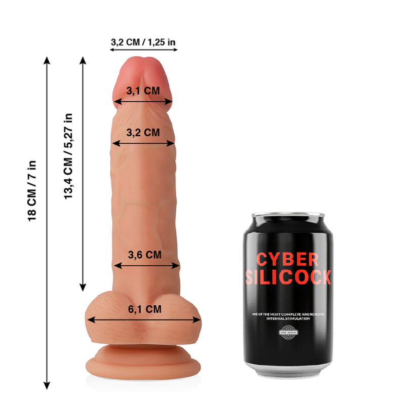 CYBER SILICOCK - JUDE DILDO IN SILICONE LIQUIDO MORBIDO ULTRA REALISTICO 18 CM -O- 3,2 CM