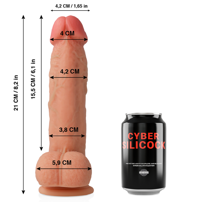 CYBER SILICOCK - SAUL DILDO IN SILICONE LIQUIDO MORBIDO ULTRA REALISTICO 21 CM -O- 4,2 CM