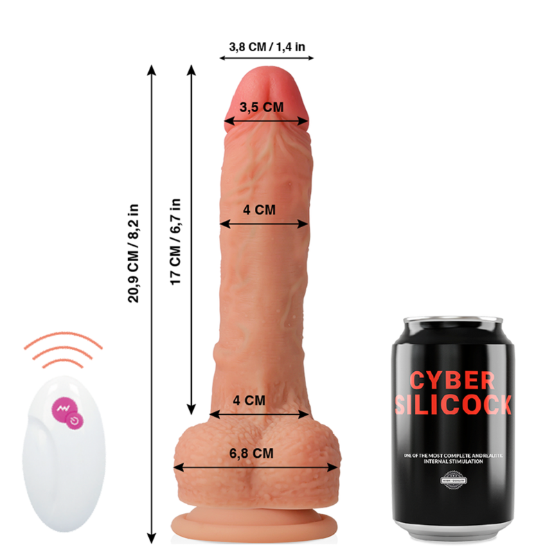CYBER SILICOCK - MR RICK DILDO REALISTICO CON TELECOMANDO 20,9 CM -O- 4 CM