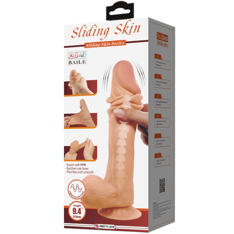 PRETTY LOVE - DILDO REALISTICO SLIDING SKIN SERIES CON VENTOSA E PELLE SCORREVOLE CON TELECOMANDO NUDE 24 CM