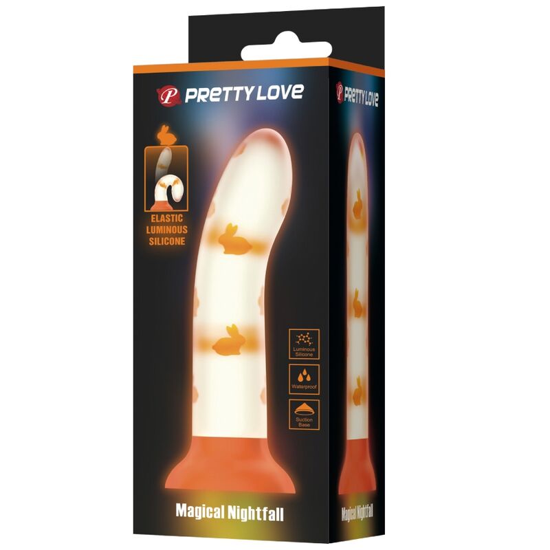 PRETTY LOVE - DILDO MAGICO NIGHTFALL SENZA VIBRAZIONE ARANCIONE LUMINOSO