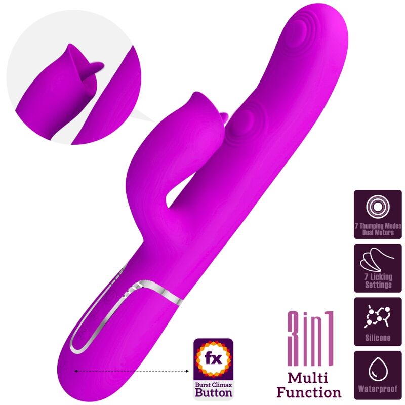PRETTY LOVE - VIBRATORE MARIANA CON RABBIT CON LINGUA FUCSIA