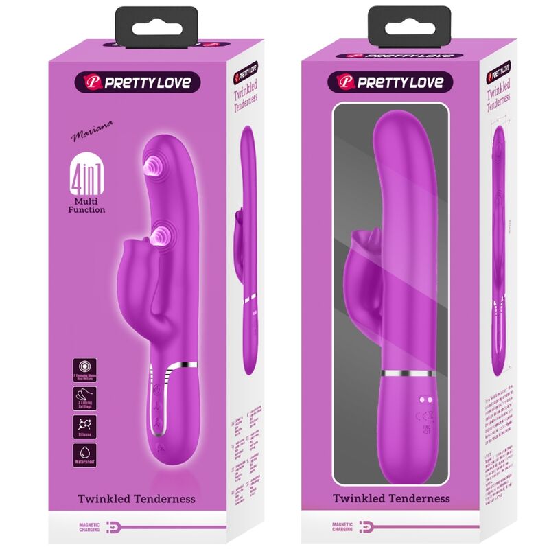 PRETTY LOVE - VIBRATORE MARIANA CON RABBIT CON LINGUA FUCSIA