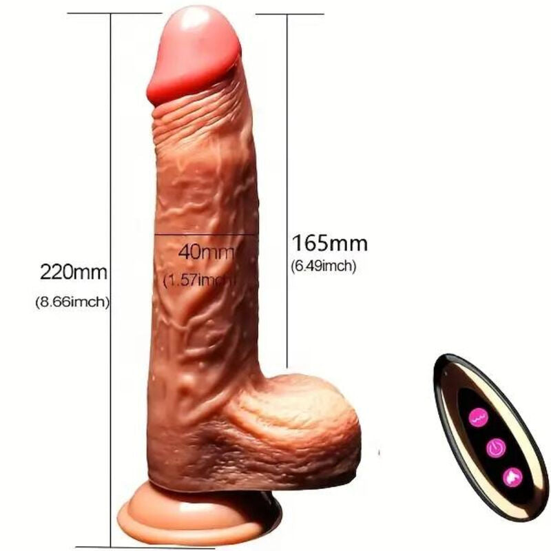 DILDO REALISTICO VIBRANTE RISCALDANTE CON FUNZIONE DI SPINTA  22,5 CM