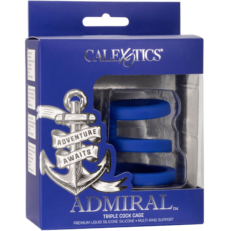 CALEXOTICS - ADMIRAL GABBIA/SUPPORTO PENE  A TRIPLO ANELLO BLU