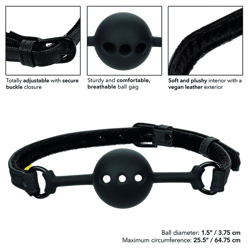 BALL-GAG FORATO IN SILICONE, CINTURINO REGOLABILE, TRASPIRANTE