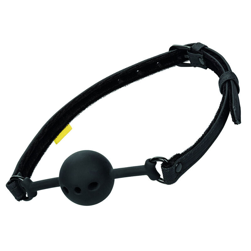 BALL-GAG FORATO IN SILICONE, CINTURINO REGOLABILE, TRASPIRANTE