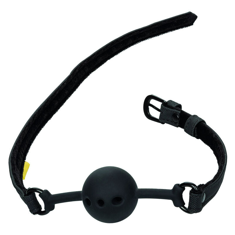 BALL-GAG FORATO IN SILICONE, CINTURINO REGOLABILE, TRASPIRANTE