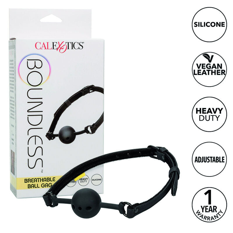 BALL-GAG FORATO IN SILICONE, CINTURINO REGOLABILE, TRASPIRANTE
