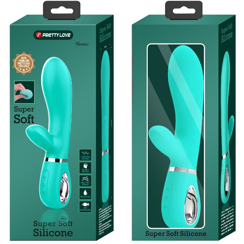 PRETTY LOVE - VIBRATORE THOMAS MULTIFUNZIONE PUNTO G  VERDE ACQUA