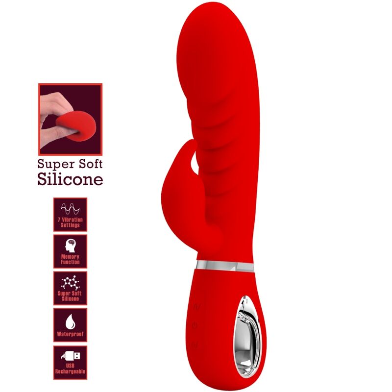 PRETTY LOVE - VIBRATORE PRESCOTT MULTIFUNZIONE PUNTO G ROSSO