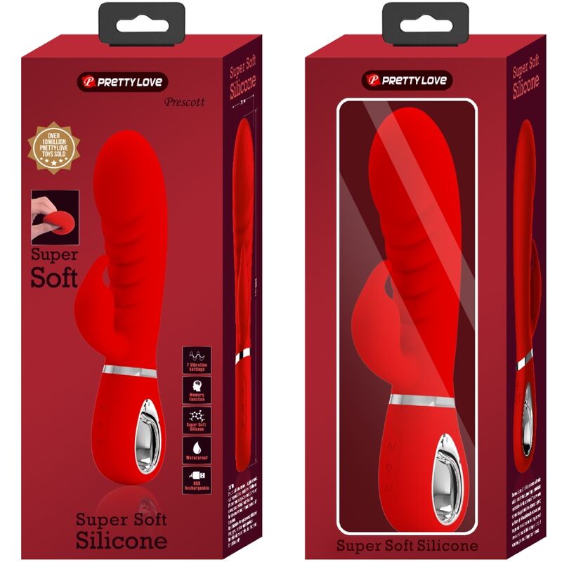 PRETTY LOVE - VIBRATORE PRESCOTT MULTIFUNZIONE PUNTO G ROSSO