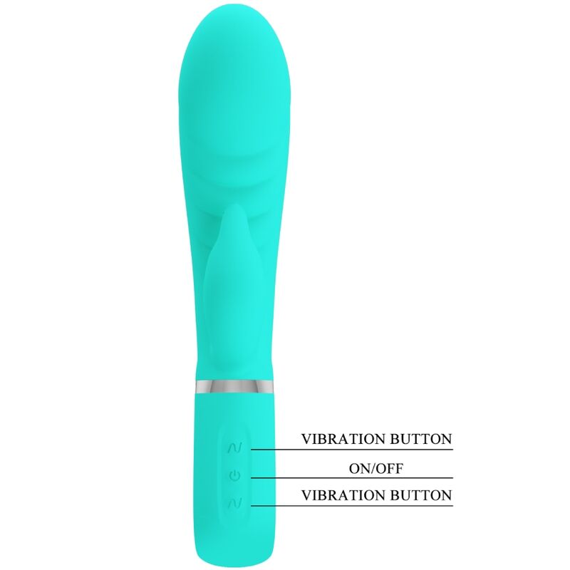 PRETTY LOVE - VIBRATORE PRESCOTT MULTIFUNZIONE PUNTO G VERDE ACQUA