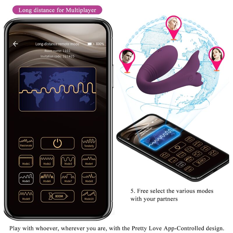 PRETTY LOVE - OVETTO JAYLEEN VIBRANTE CON TELECOMANDO E APP LONG DISTANCE VIOLA