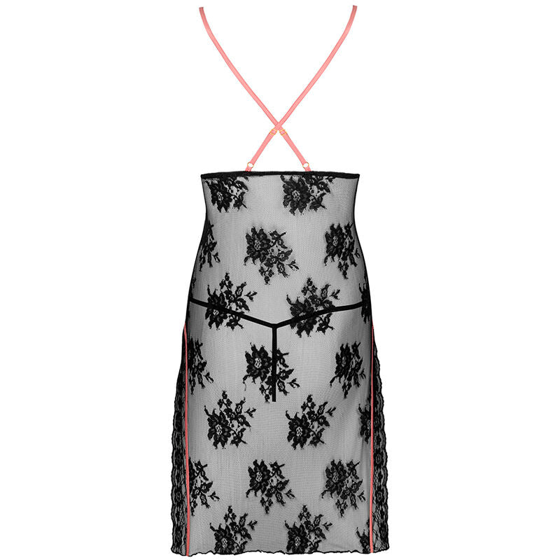 CHEMISE + PANTY, PIZZO TRAFORATO NERO, SENSUALE E RAFFINATO