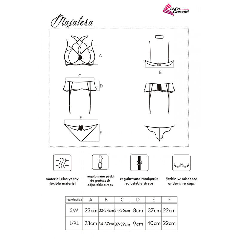 SET REGGISENO + SLIP + REGGICALZE, PIZZO SENSUALE, NERO L/XL