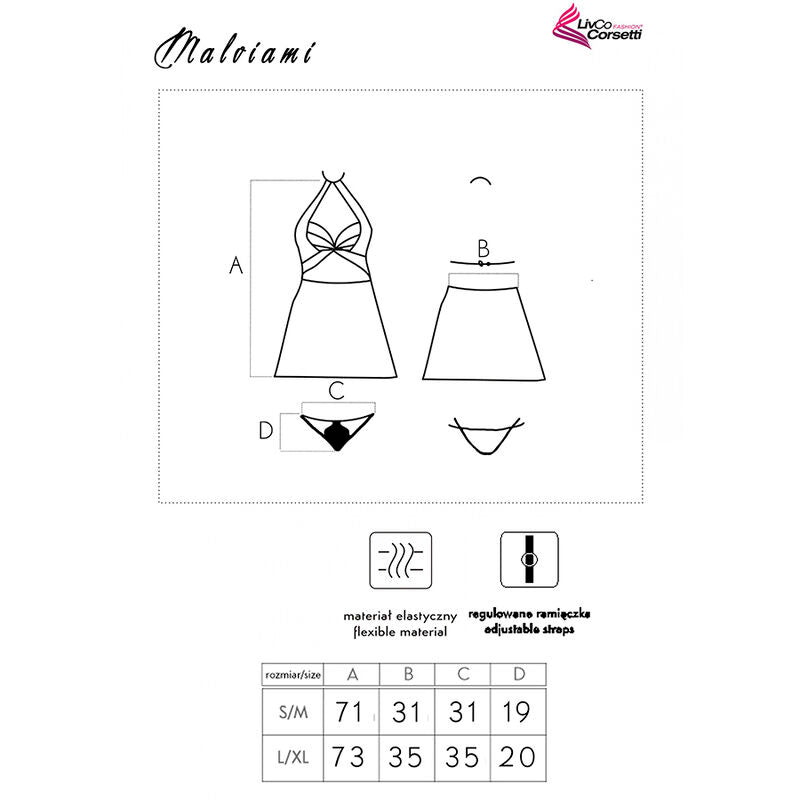 CHEMISE + PANTY NERO, PIZZO SENSUALE, COMFORT ELASTICIZZATO