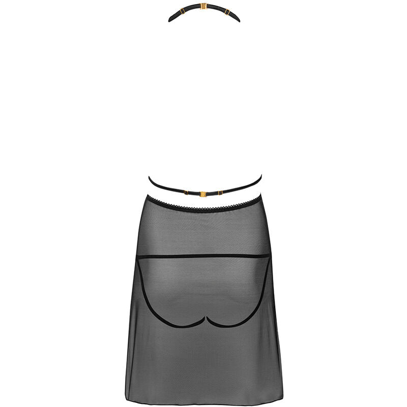 CHEMISE + PANTY NERO, PIZZO SENSUALE, COMFORT ELASTICIZZATO