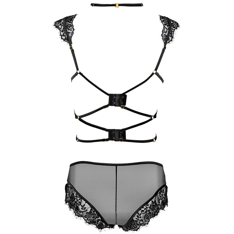 SET REGGISENO + SLIP, PIZZO NERO, SPALLINE REGOLABILI