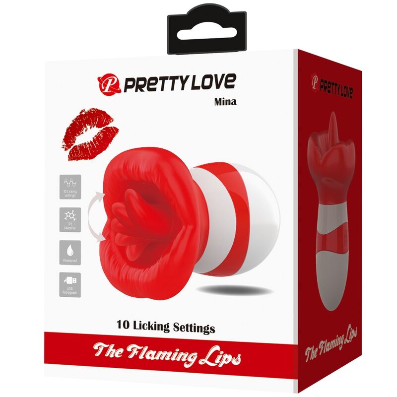 PRETTY LOVE - STIMOLATORE MINA CON LINGUA ROSSO CHIARO