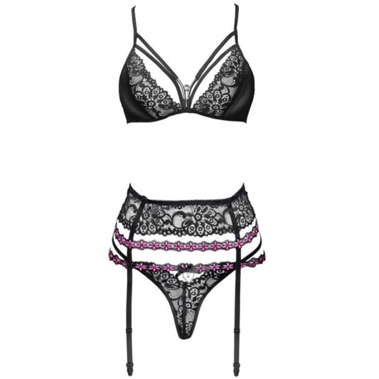 LIVCO CORSETTI FASHION - SNEHANA REGGISENO + REGGICALZE + SLIP NERO L/XL LC 90443 