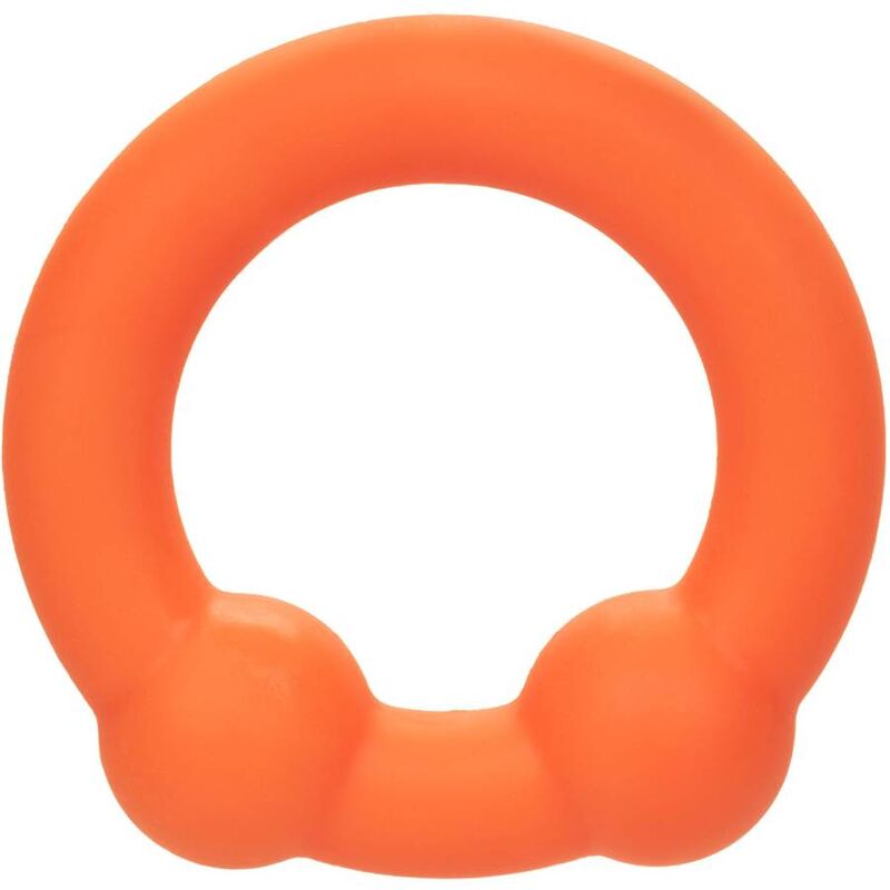 ANELLO PENE IN SILICONE "ALPHA DUAL BALL" ARANCIONE - CALEXOTICS