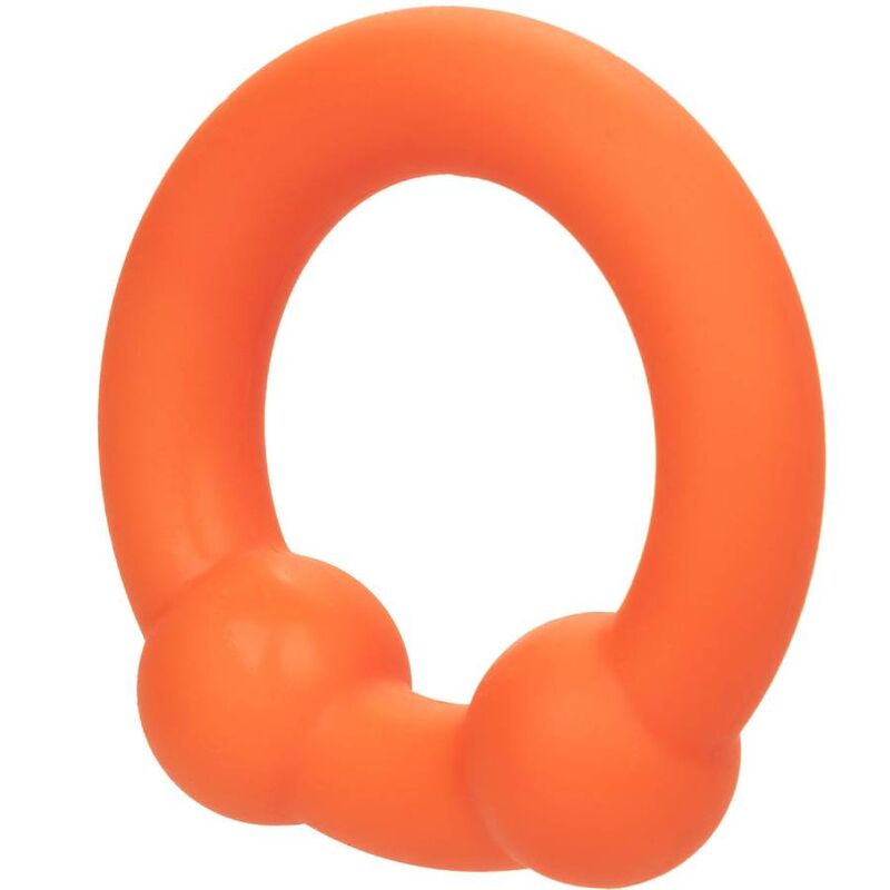 ANELLO PENE IN SILICONE "ALPHA DUAL BALL" ARANCIONE - CALEXOTICS