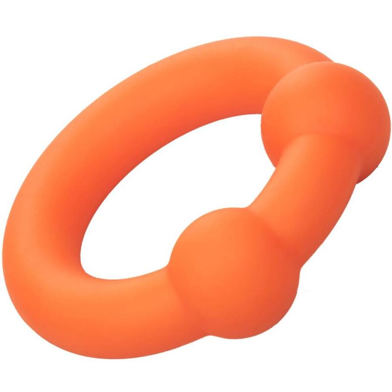 ANELLO PENE IN SILICONE "ALPHA DUAL BALL" ARANCIONE - CALEXOTICS