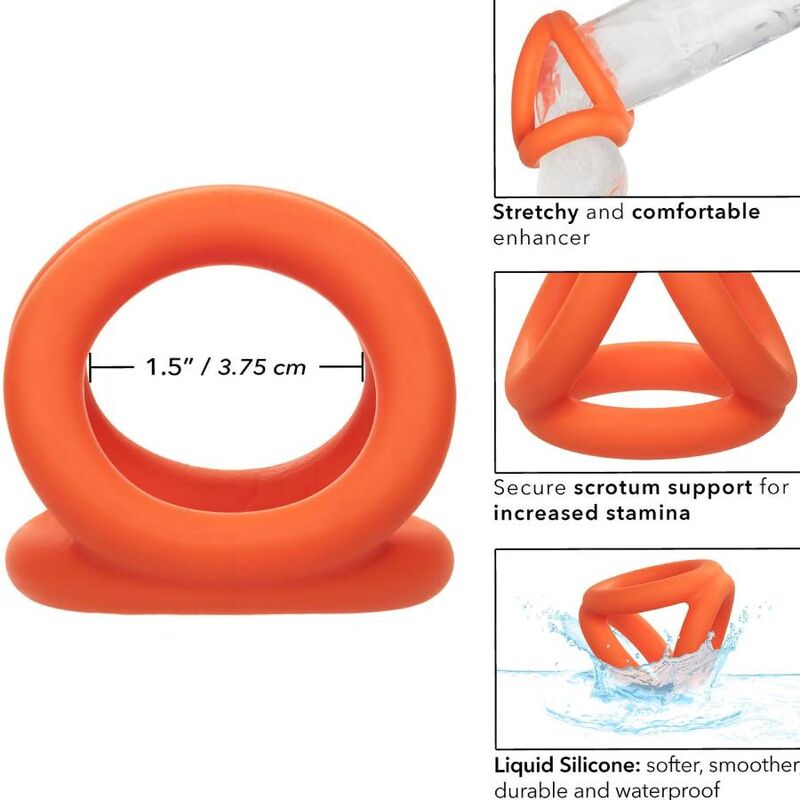 ANELLO PENE TRIPLO IN SILICONE, SUPPORTO TESTICOLI, DESIGN STABILIZZANTE