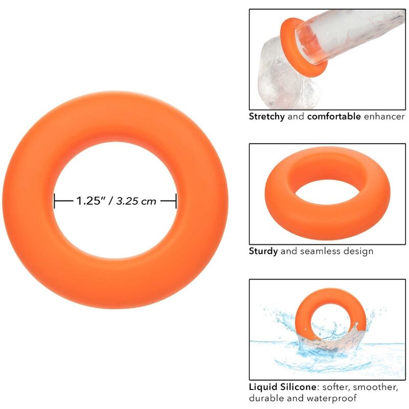 ANELLO PENE IN SILICONE "ALPHA PROLONG" "L" ARANCIONE - CALEXOTICS