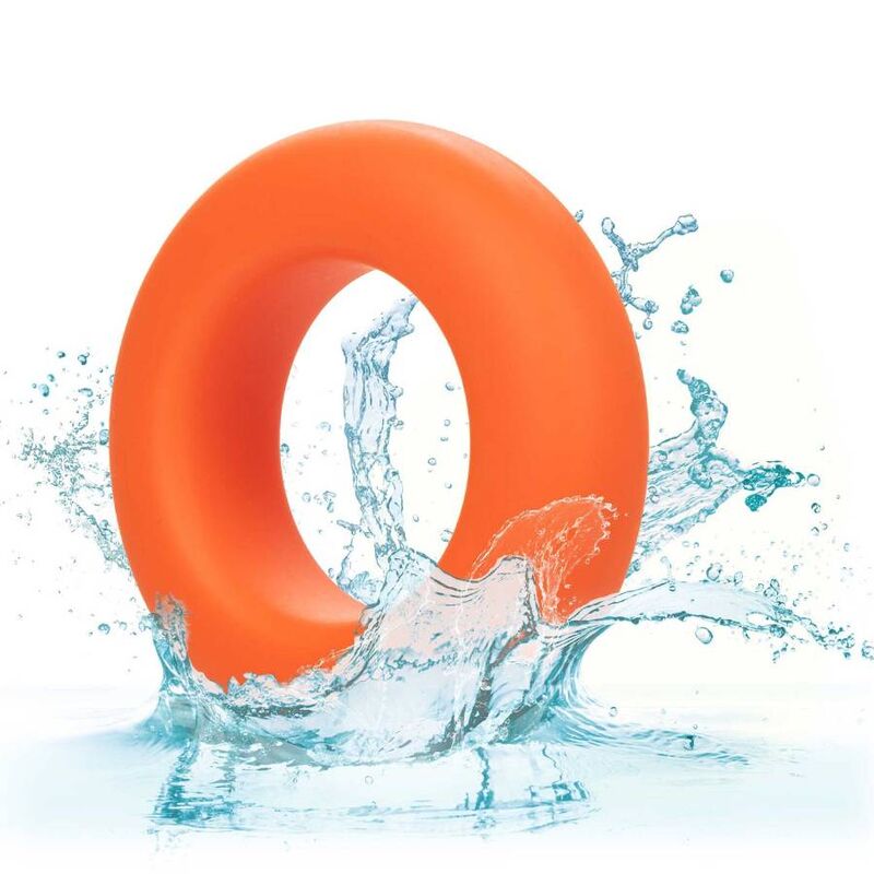 ANELLO PENE IN SILICONE "ALPHA PROLONG" "L" ARANCIONE - CALEXOTICS