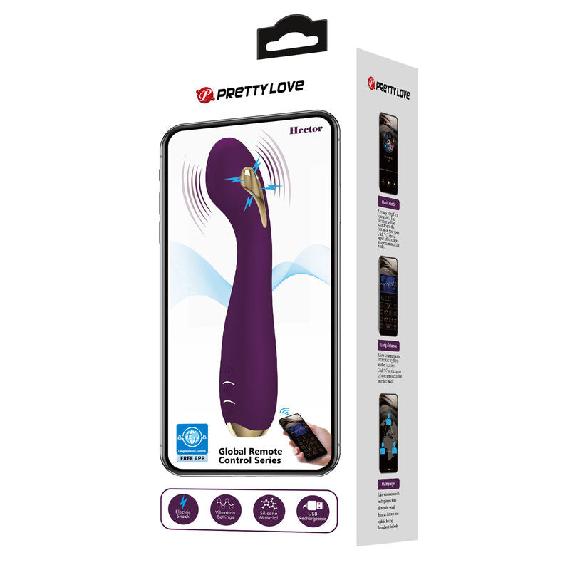 PRETTY LOVE - VIBRATORE HECTOR CON STIMOLAZIONE ELETTRICA CON APP LONG DISTANCE VIOLA