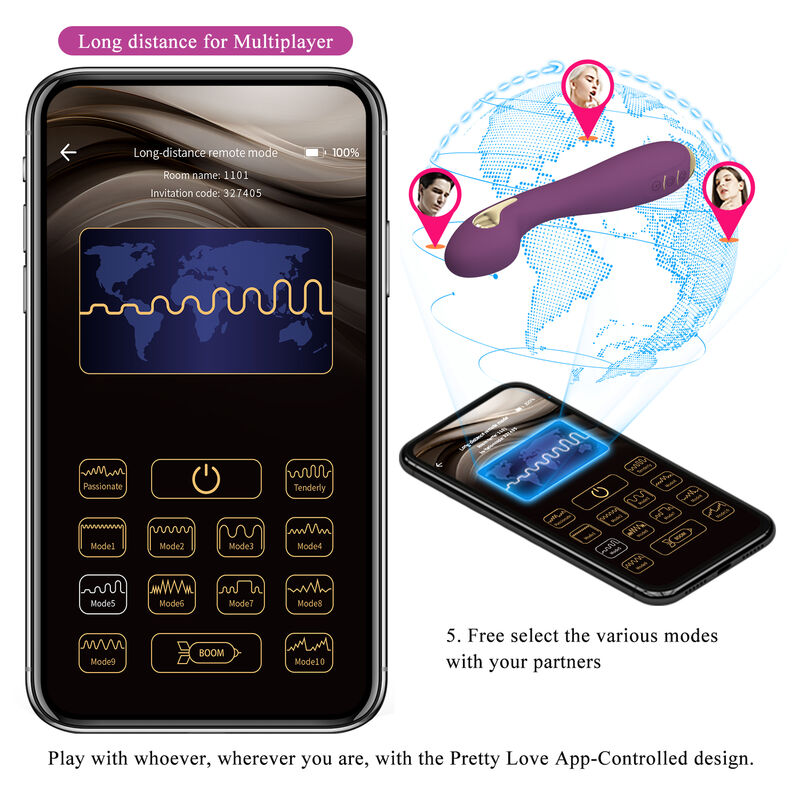 PRETTY LOVE - VIBRATORE HECTOR CON STIMOLAZIONE ELETTRICA CON APP LONG DISTANCE VIOLA