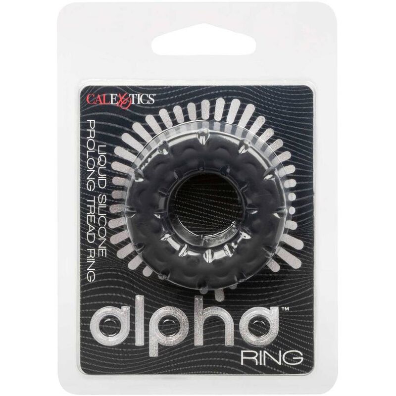 ANELLO PENE IN SILICONE "ALPHA PROLONG TREAD" NERO - CALEXOTICS