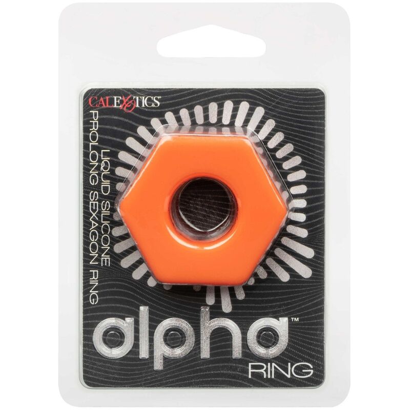 ANELLO PENE IN SILICONE "ALPHA PROLONG SEXAGON" ARANCIONE - CALEXOTICS