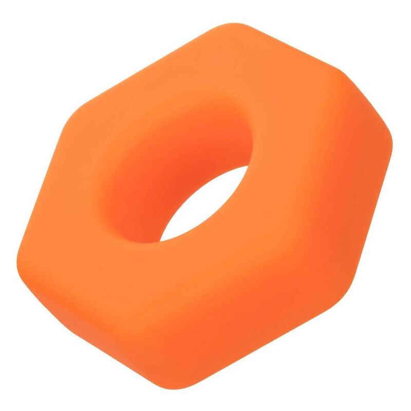ANELLO PENE IN SILICONE "ALPHA PROLONG SEXAGON" ARANCIONE - CALEXOTICS